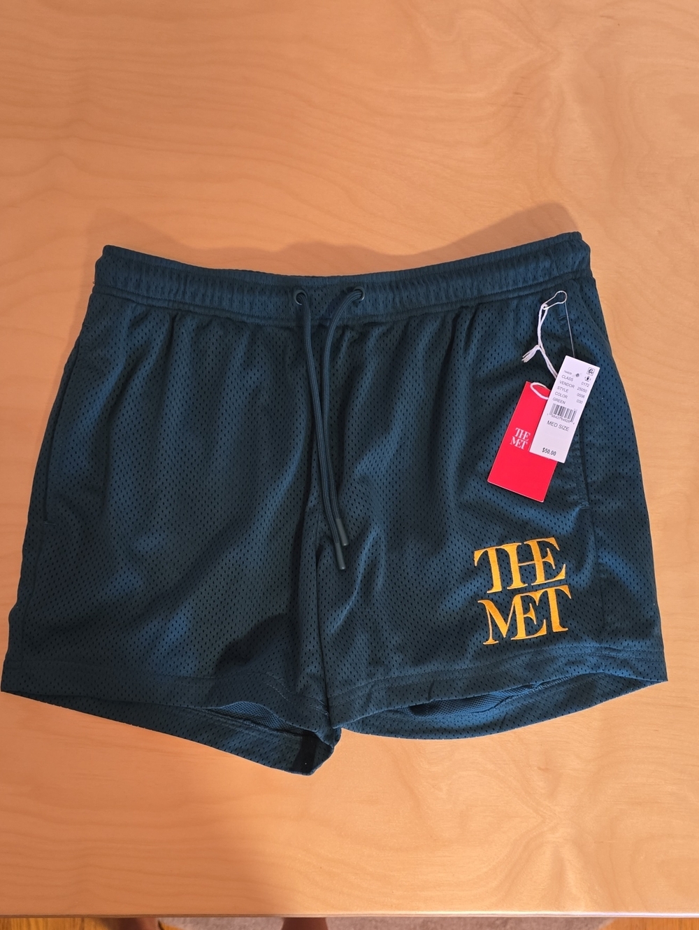 THE MET Men’s Deep Green Athletic Mesh Shorts with Drawstring